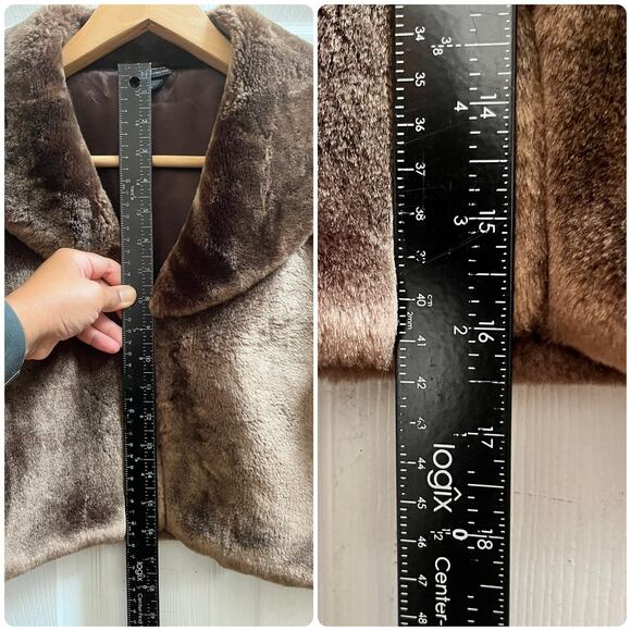 Cejon Accessories Brown Soft Faux Fur 3/4 Length Sleeves Crop Jacket Medium - Picture 10 of 12